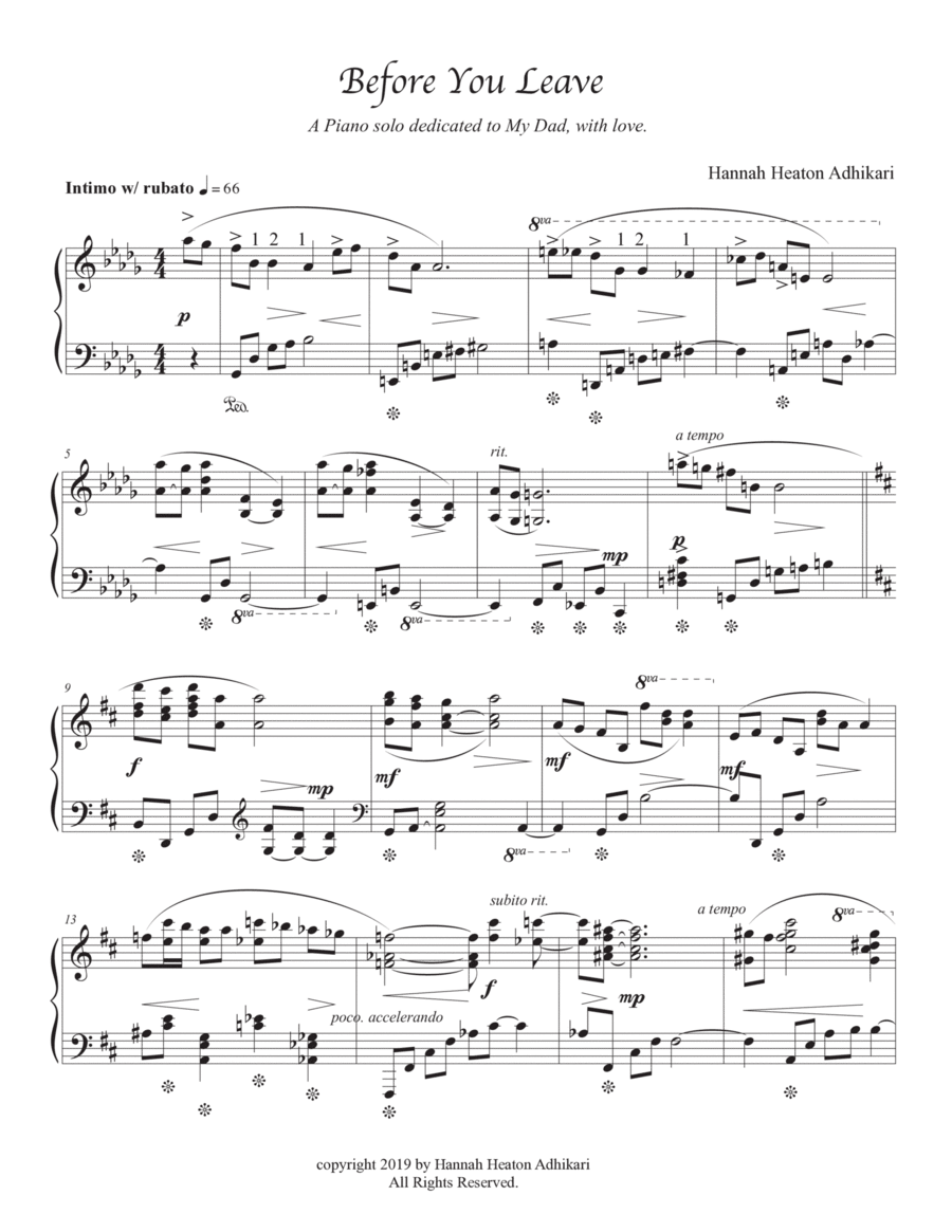 Before You Leave Piano Solo scores gallery preview page 1