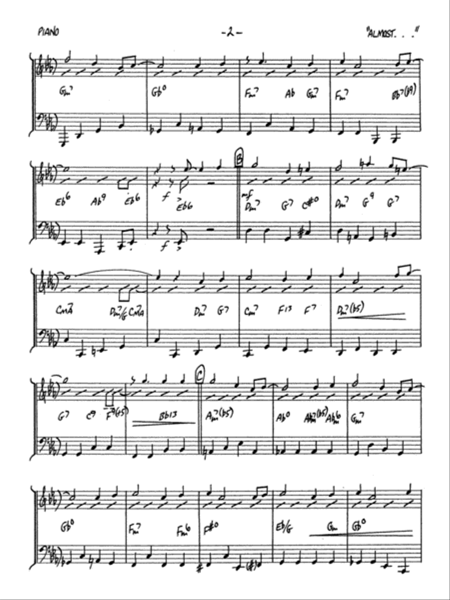 Almost Like Being in Love: Piano Accompaniment Jazz Ensemble scores gallery preview page 2