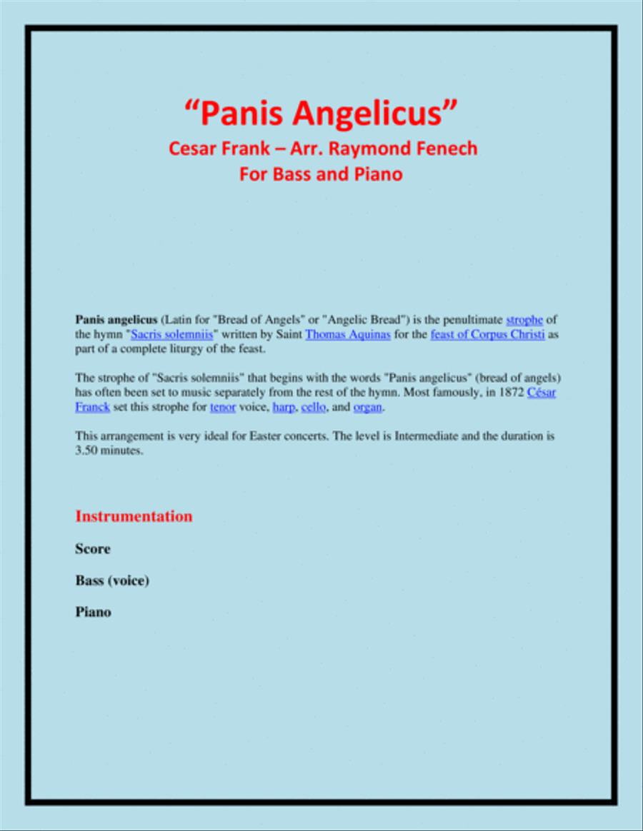 Panis Angelicus - Bass (voice) and Piano Panis Angelicus - Bass (voice) and Piano Bass Voice scores gallery preview page 2