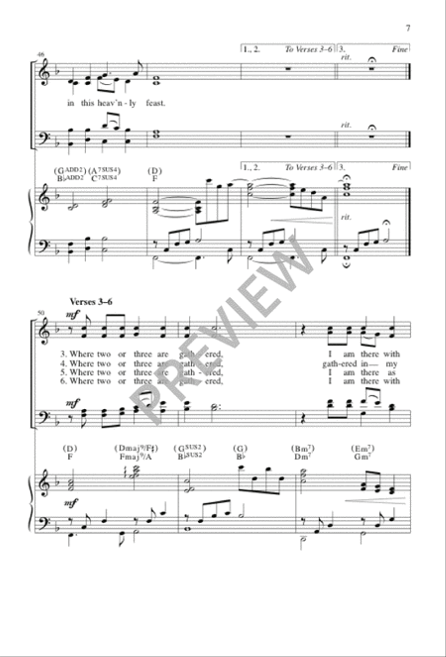 Where Two or Three Are Gathered 4-Part scores gallery preview page 7