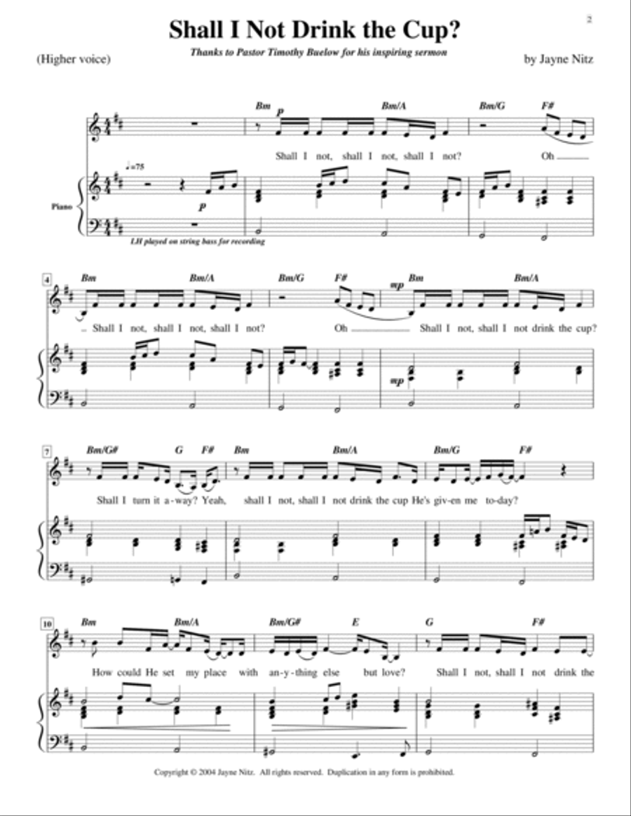 Shall I Not Drink the Cup? (high voice) High Voice scores gallery preview page 2