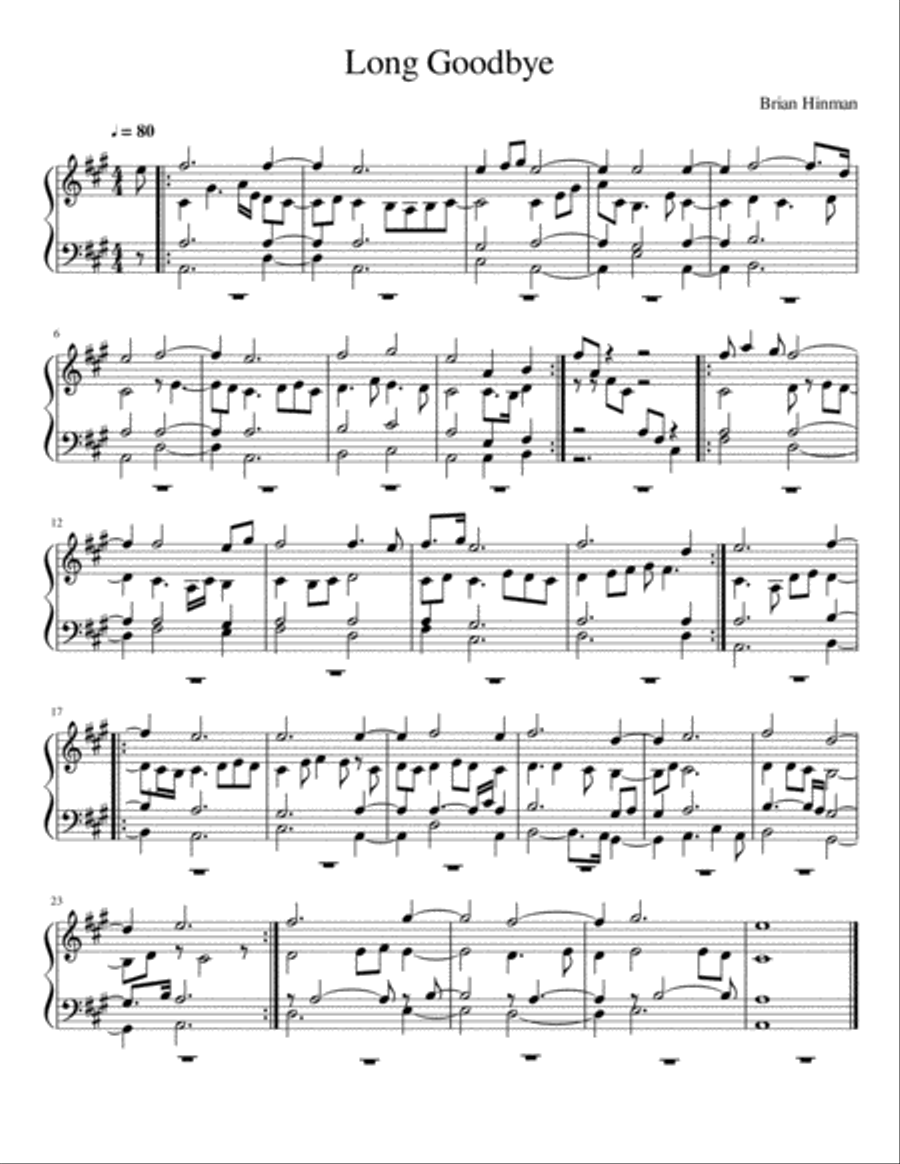 Long Goodbye Piano Solo scores gallery preview page 1
