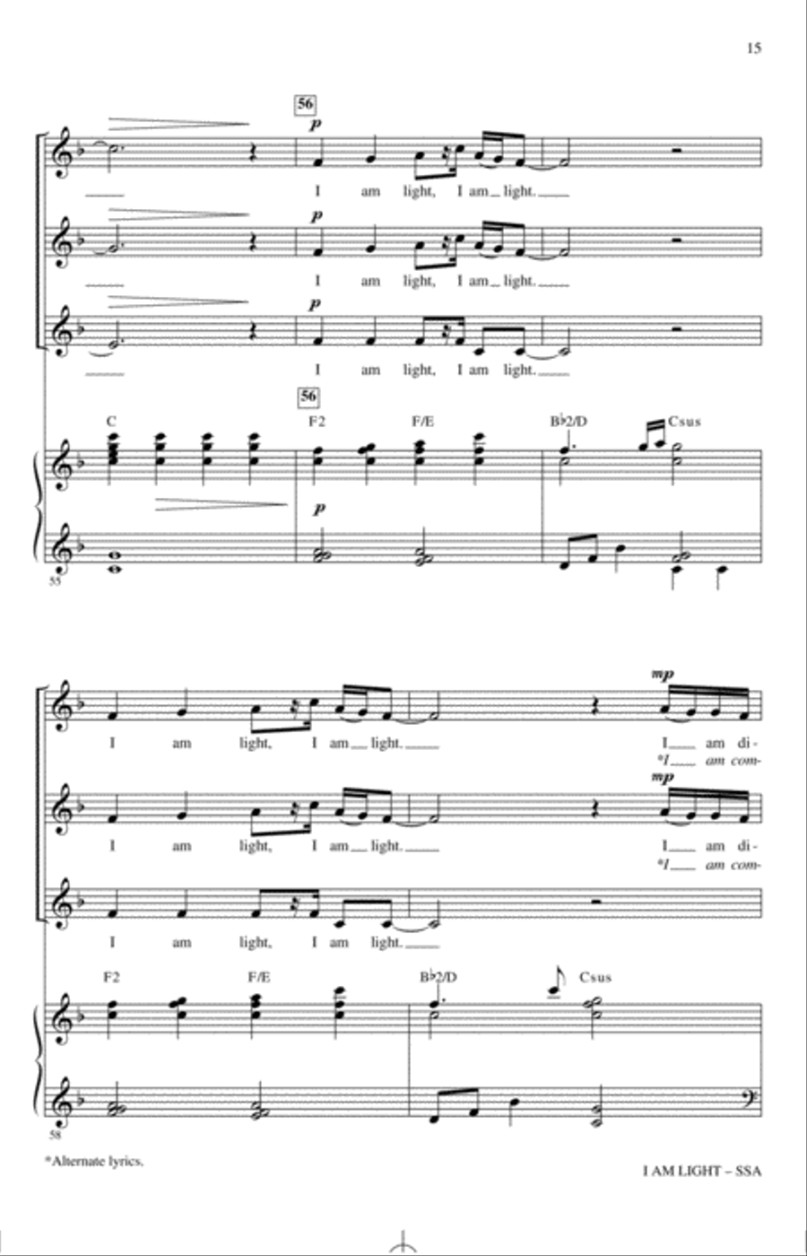 I Am Light (arr. Mark Hayes and Kimberly Lilley) SSA scores gallery preview page 14