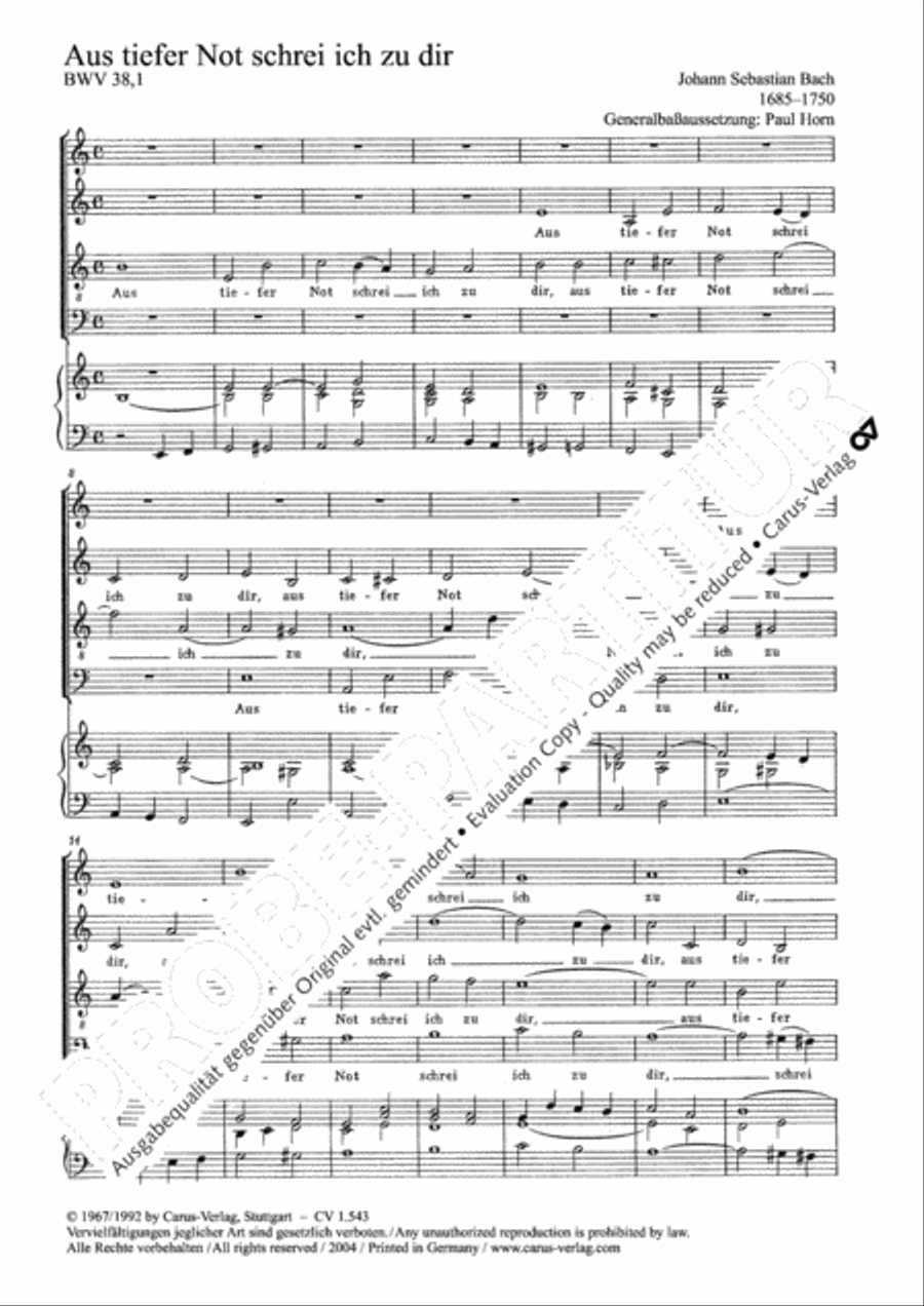 In deepest need I cry to you (Aus tiefer Not schrei ich zu dir) 4-Part scores gallery preview page 3