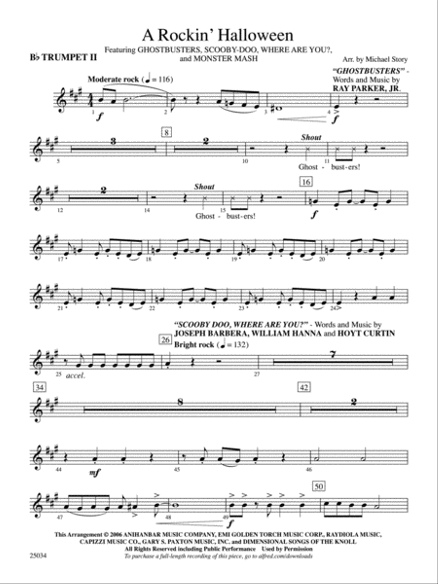 A Rockin' Halloween: 2nd B-flat Trumpet Full Orchestra scores gallery preview page 1