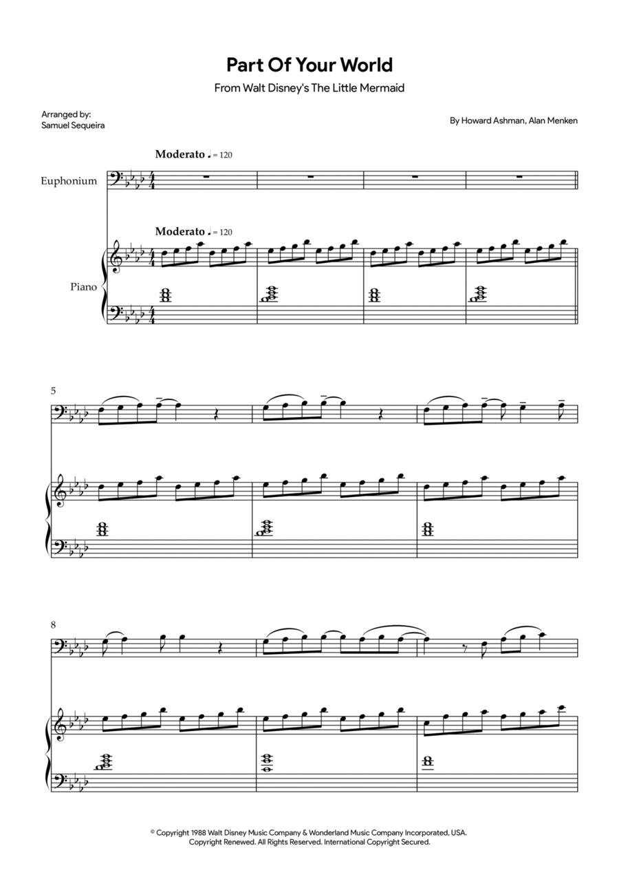 Part Of Your World (reprise) Euphonium scores gallery preview page 1