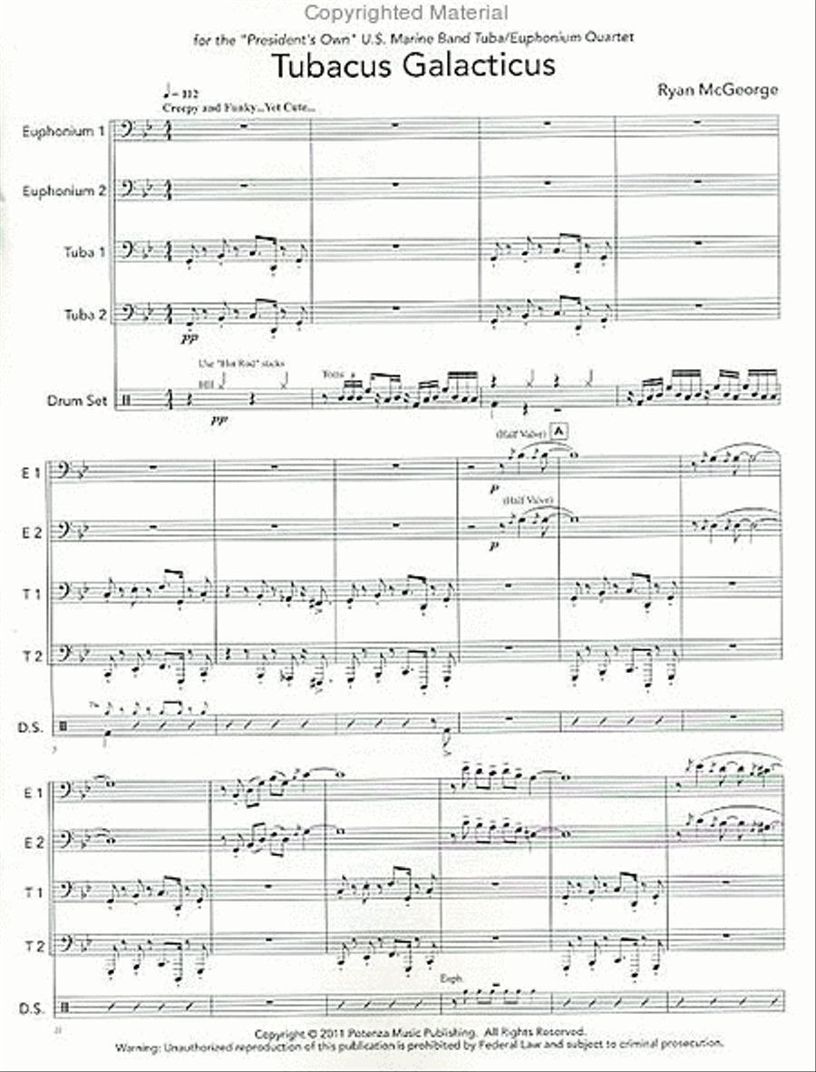 Tubacus Galacticus Euphonium Quartet scores gallery preview page 2