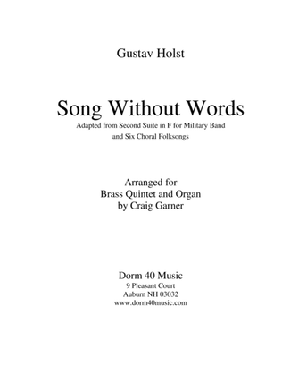 Book cover for Song Without Words (for Brass Quintet and Organ)