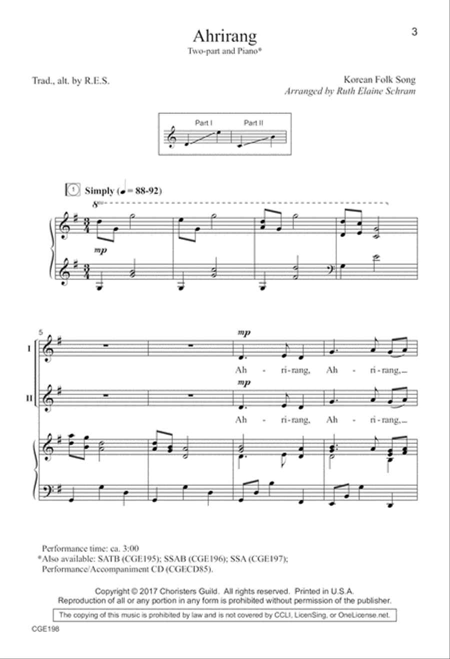 Ahrirang Two-part Ahrirang Two-part Choir scores gallery preview page 3