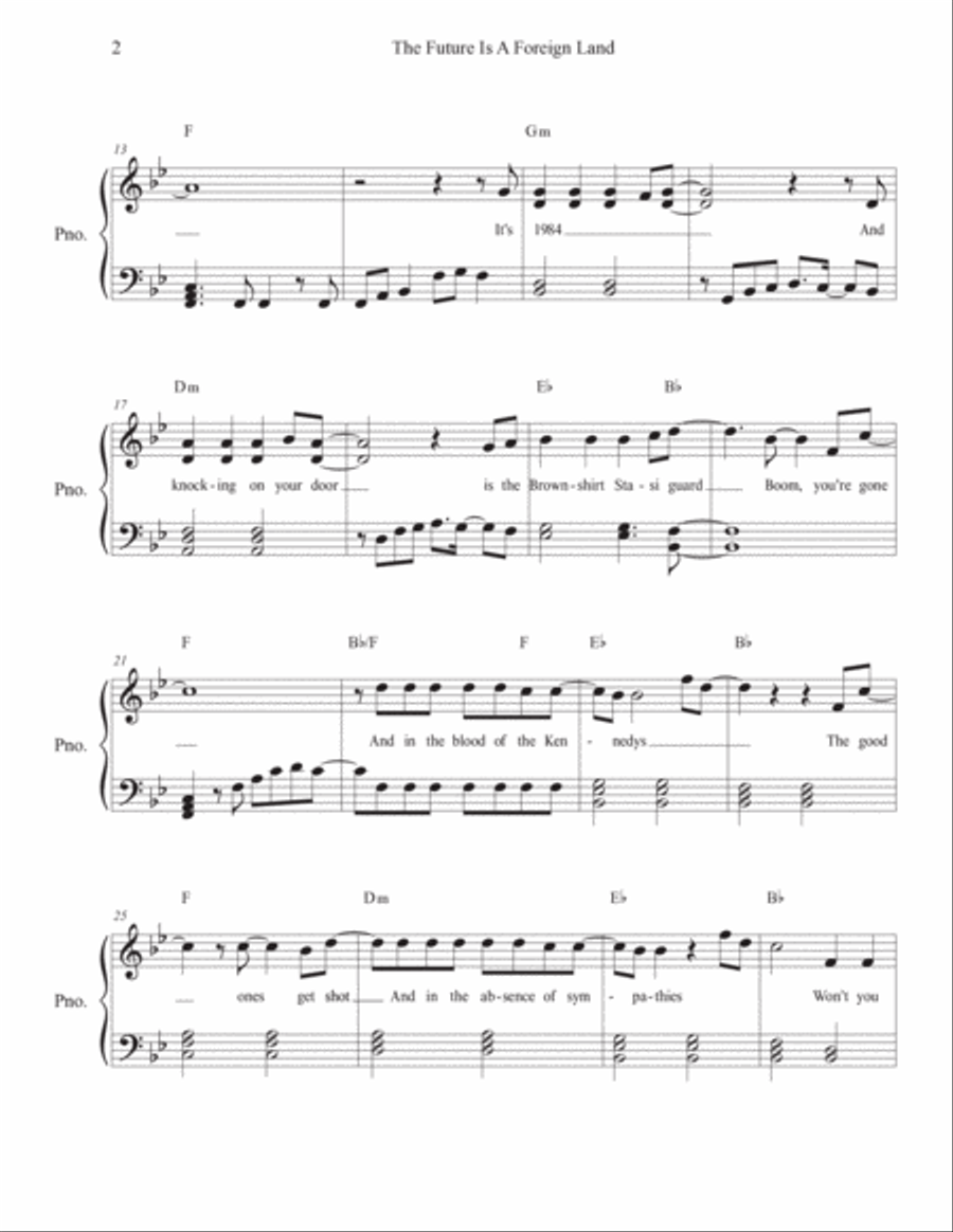 Future Is A Foreign Land Piano, Vocal, Guitar scores gallery preview page 2