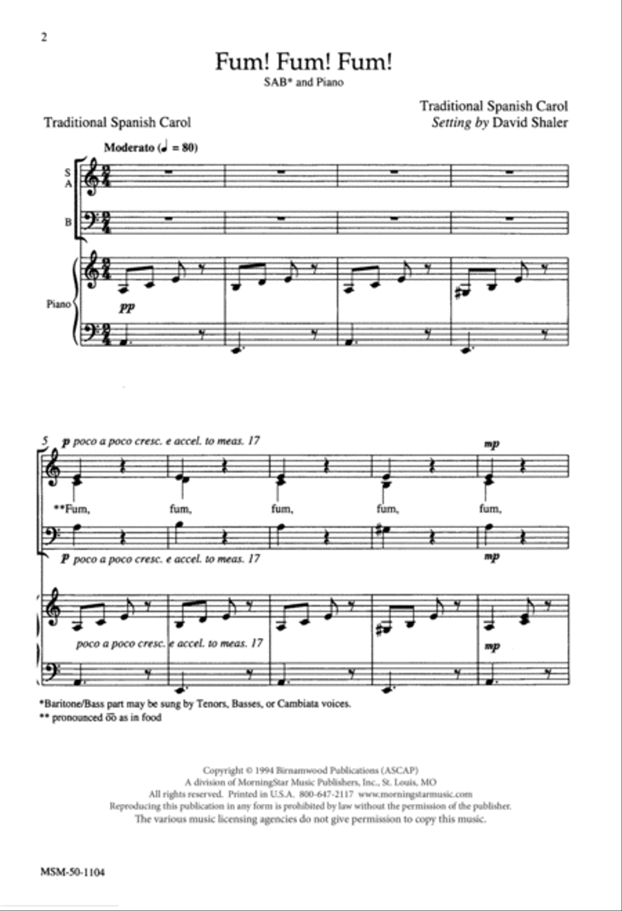 Fum! Fum! Fum! 3-Part scores gallery preview page 2