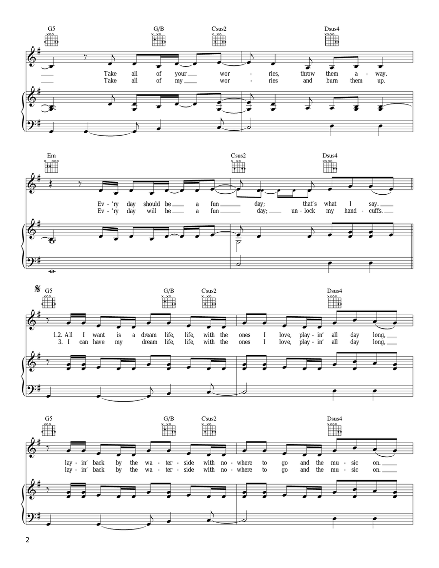 Dream Life Life Piano, Vocal, Guitar scores gallery preview page 2