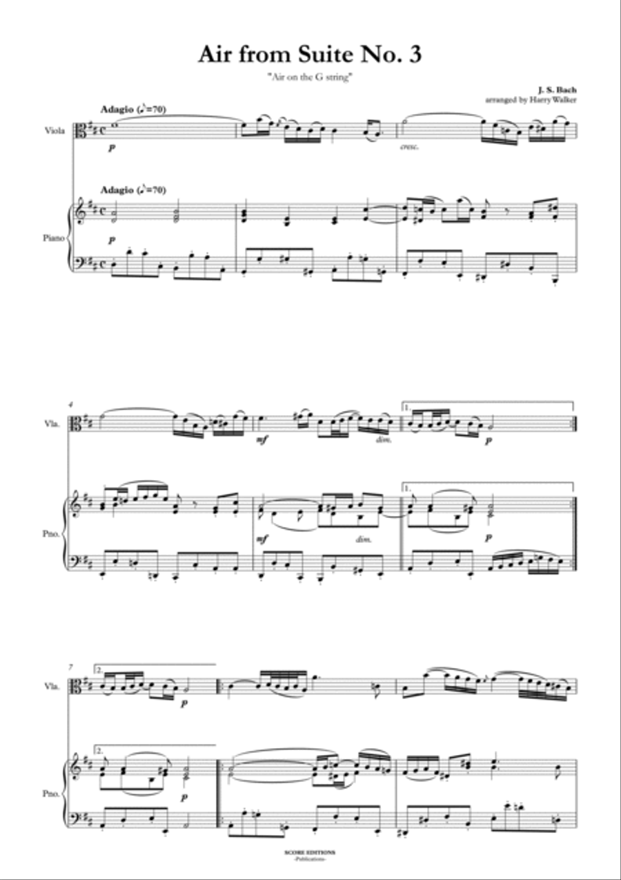 Bach Air from Suite No.3 (for Viola and Piano) Piano scores gallery preview page 3