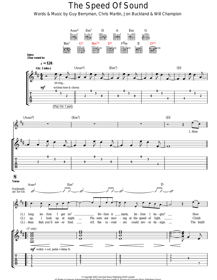 Speed Of Sound Speed Of Sound Acoustic Guitar scores gallery preview page 1
