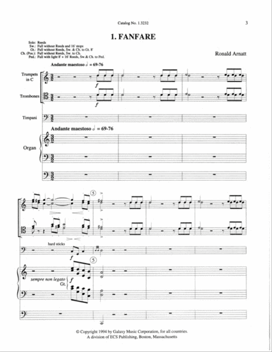 Suite for Organ, Brass and Timpani Trombone scores gallery preview page 2