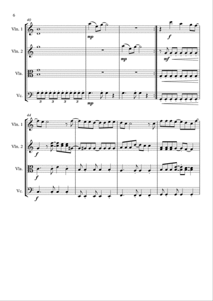 Build Me Up, Buttercup String Quartet scores gallery preview page 6
