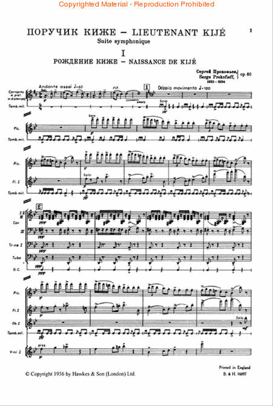 Lieutenant Kijé, Op. 60 Orchestra scores gallery preview page 2