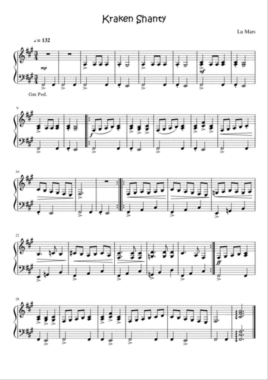 Kraken Shanty Kraken Shanty Piano Solo scores gallery preview page 1