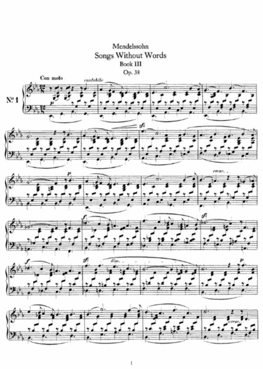 Mendelssohn - Songs Without Words Book III Op. 38