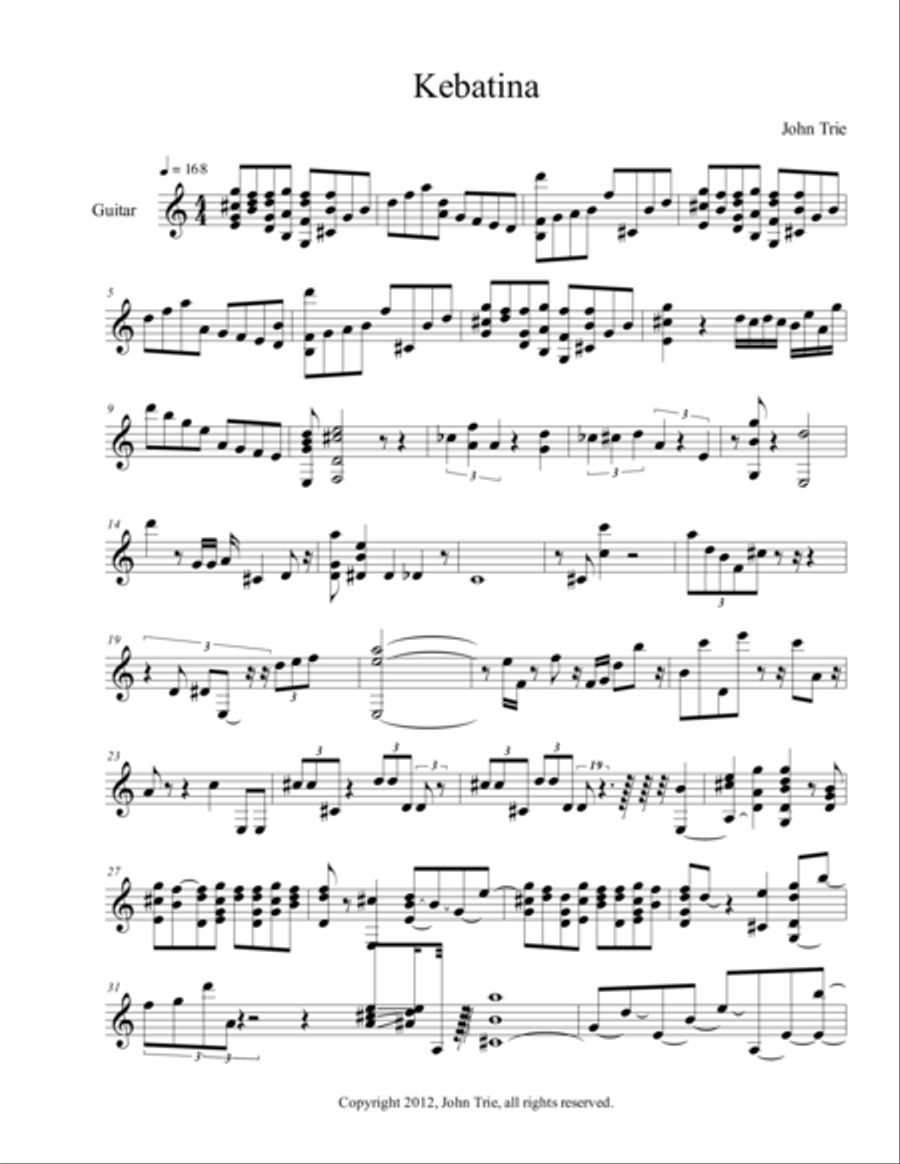 Kebatina Acoustic Guitar scores gallery preview page 1