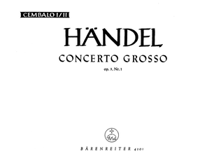 Book cover for Concerto grosso B flat major, Op. 3/1 HWV 312