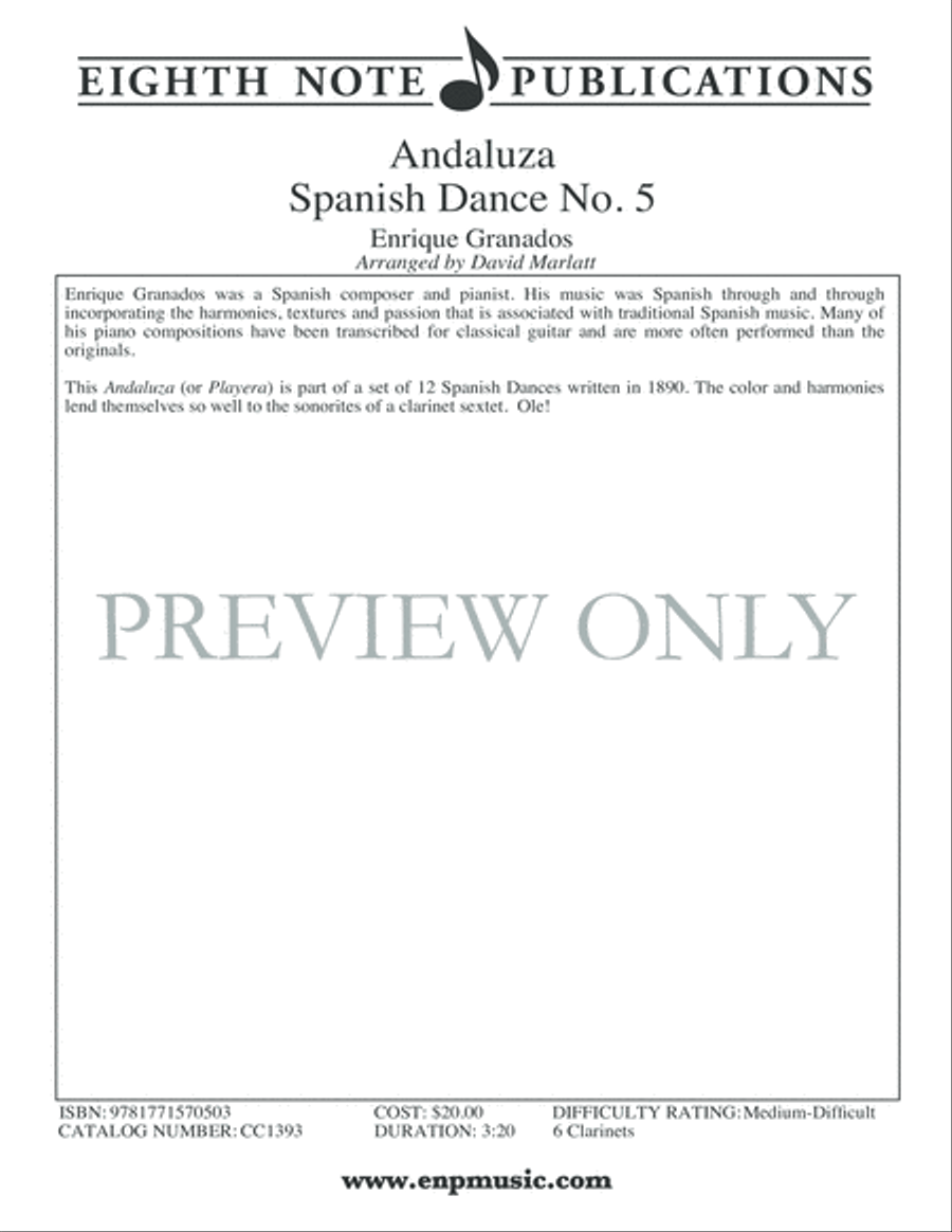 Andaluza -- Spanish Dance No. 5 Small Ensemble scores gallery preview page 2