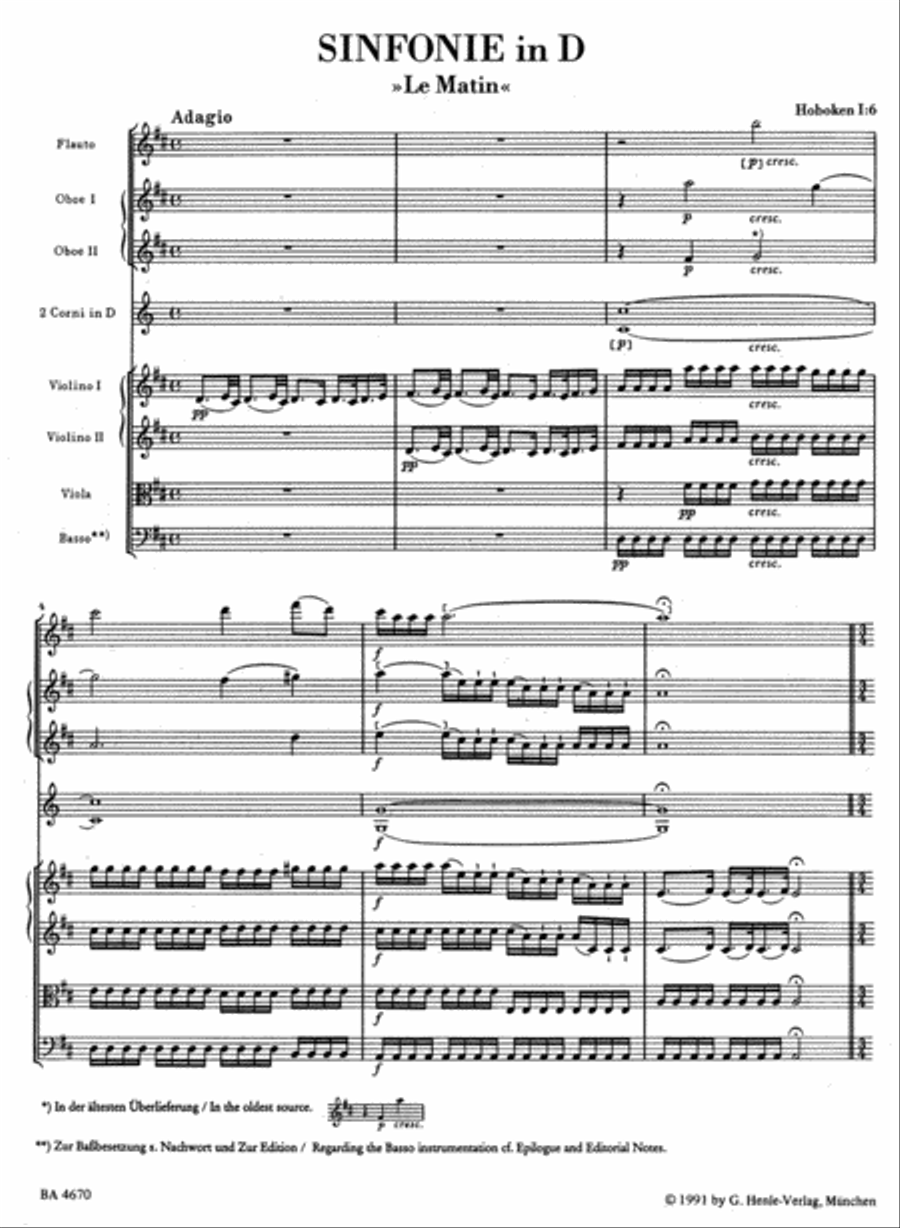 Symphony No. 6 Hob. I:6 'Le Matin' Orchestra scores gallery preview page 2