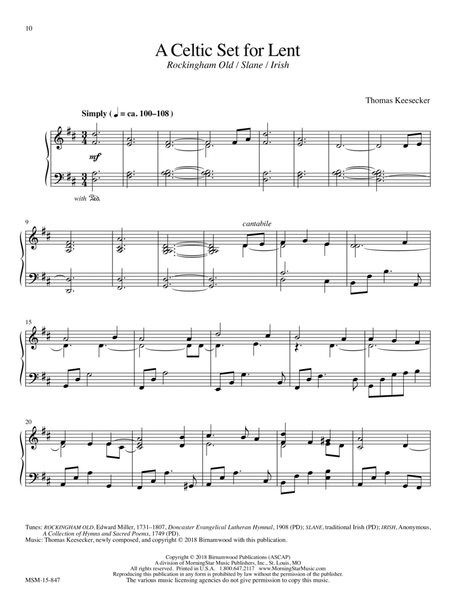 A Celtic Set for Lent Piano Solo scores gallery preview page 1
