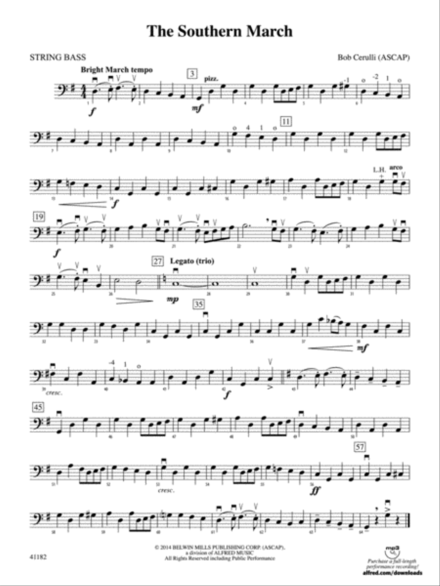 The Southern March: String Bass String Orchestra scores gallery preview page 1