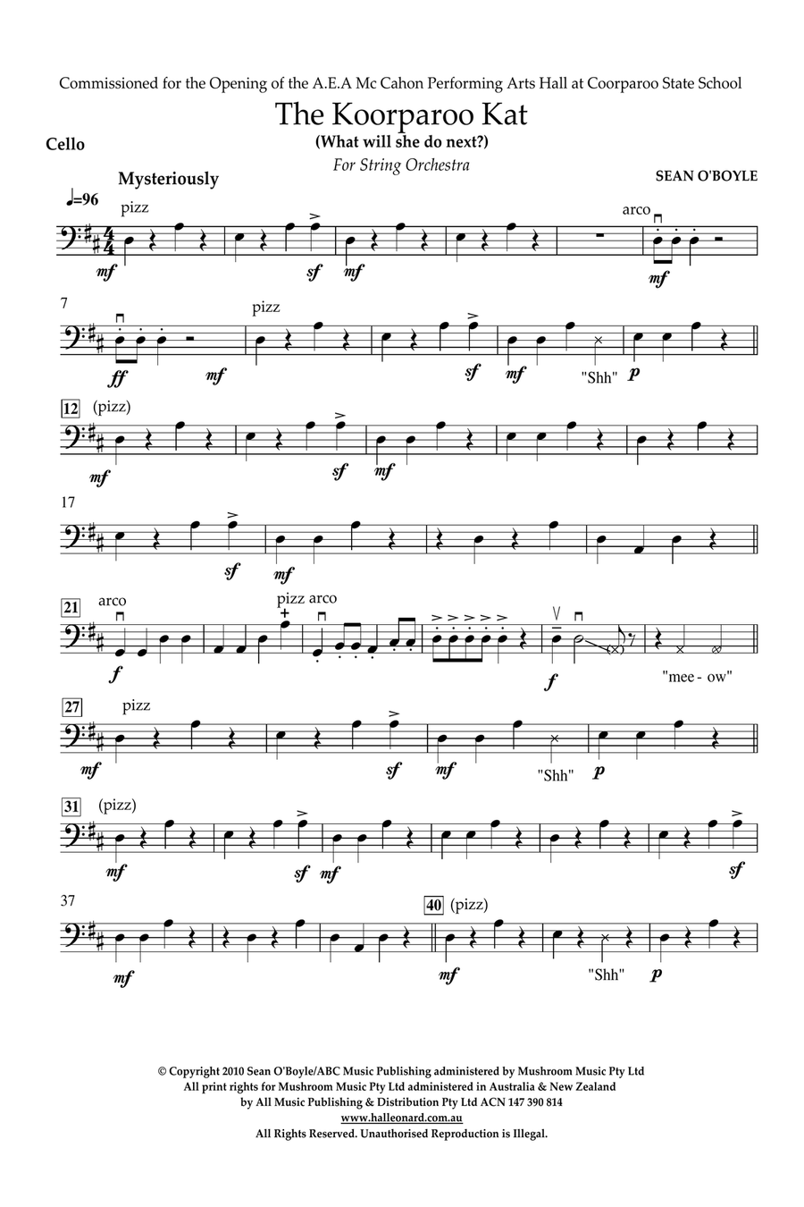 The Koorparoo Kat - Cello Orchestra scores gallery preview page 1