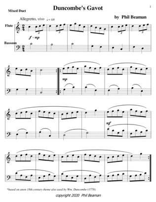 Duncombe's Gavot-Woodwind Duet 7-flute/bassoon