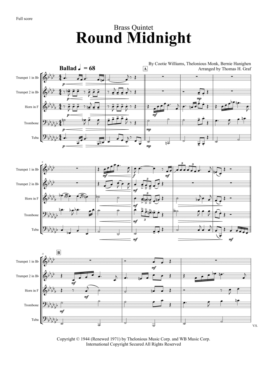 'round Midnight Horn scores gallery preview page 1
