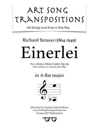 STRAUSS: Einerlei, Op. 69 no. 3 (transposed to A-flat major)