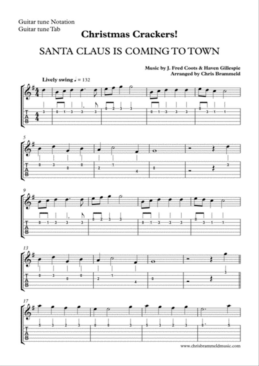 Santa Claus Is Comin' To Town Guitar Tablature scores gallery preview page 5