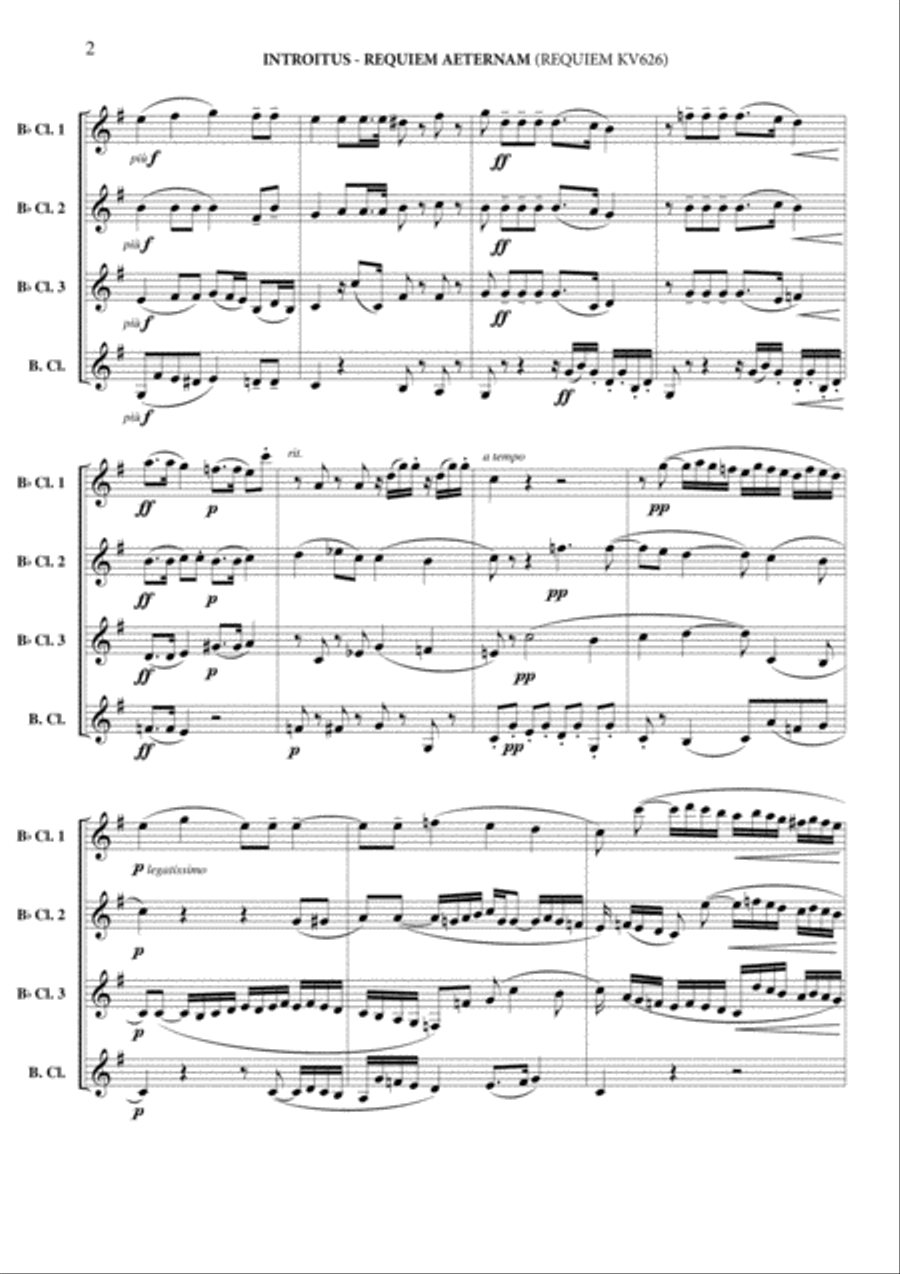 Introitus - Requiem Aeternam (Requiem KV 626) Clarinet Quartet scores gallery preview page 3