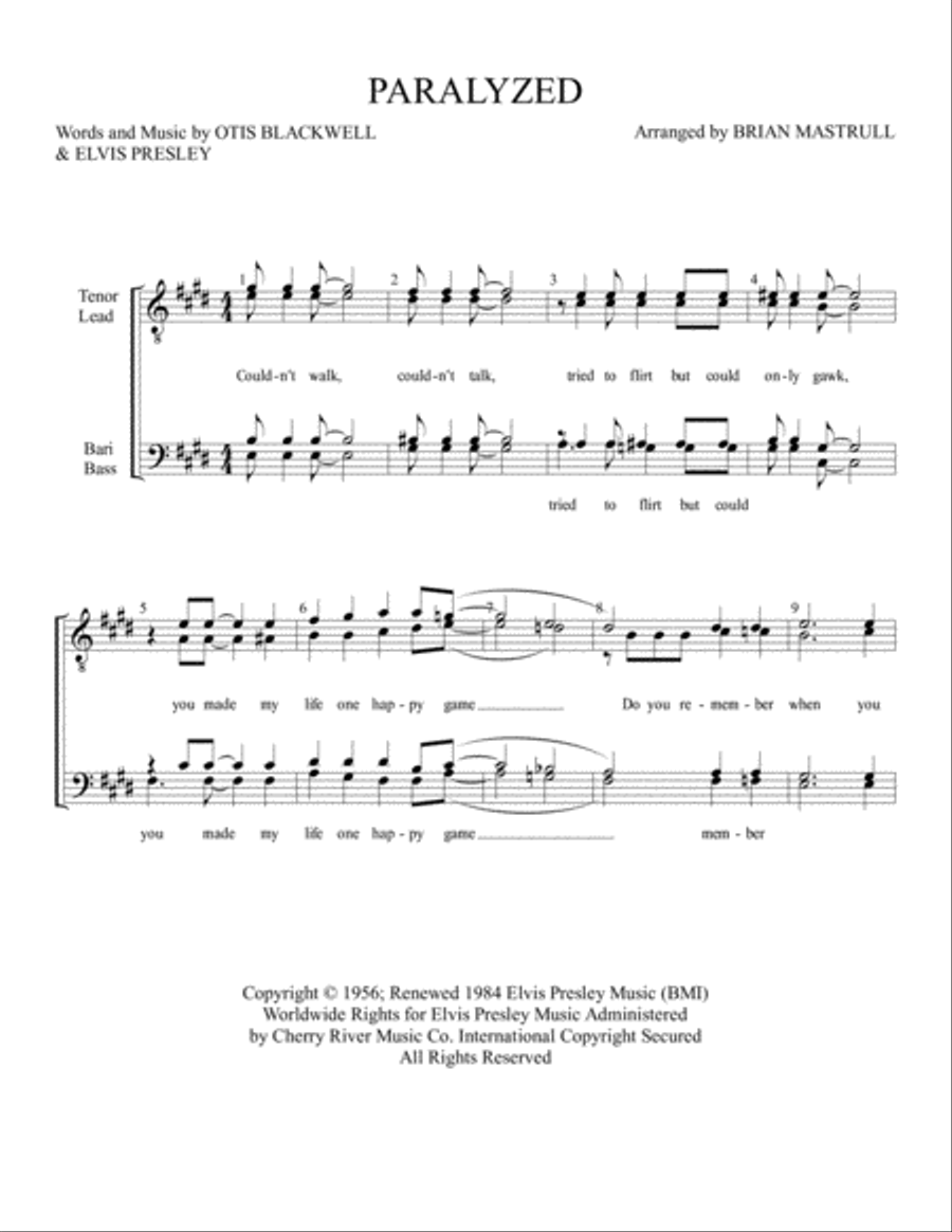 Paralyzed TTBB scores gallery preview page 1