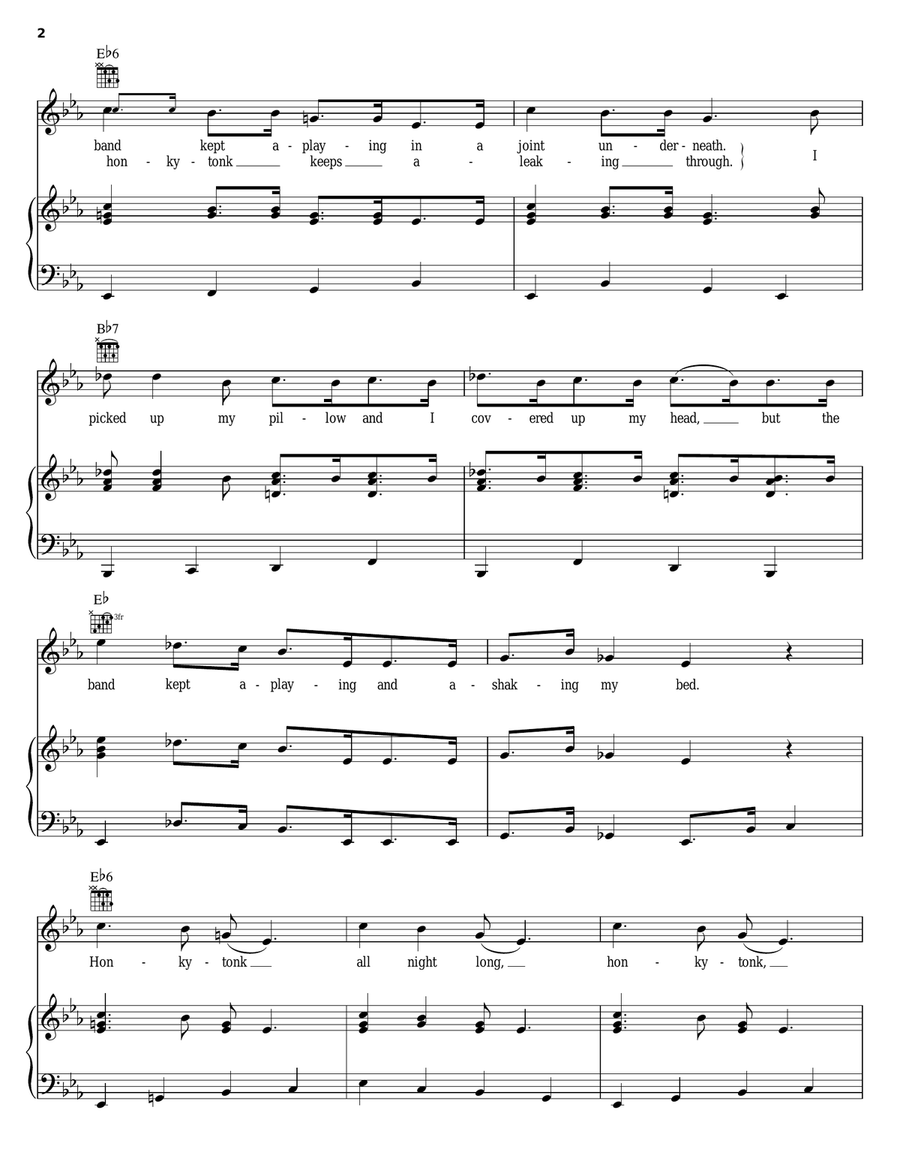 Honky Tonk Song Piano, Vocal, Guitar scores gallery preview page 2