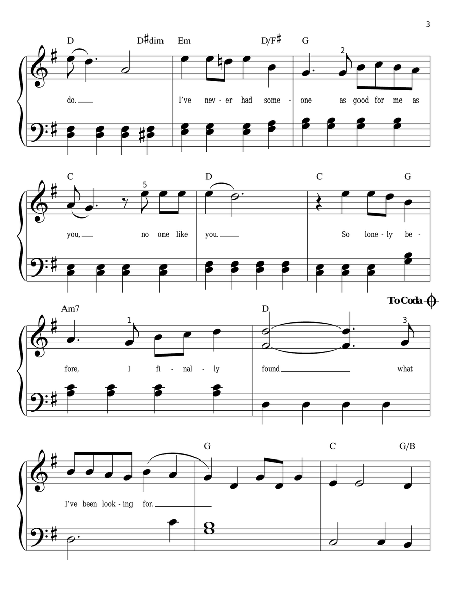 What I've Been Looking For Easy Piano scores gallery preview page 3
