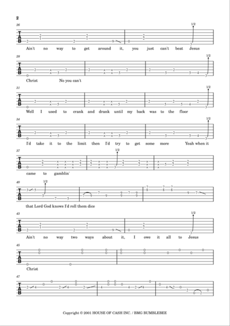 You Can't Beat Jesus Christ Guitar Tablature scores gallery preview page 2
