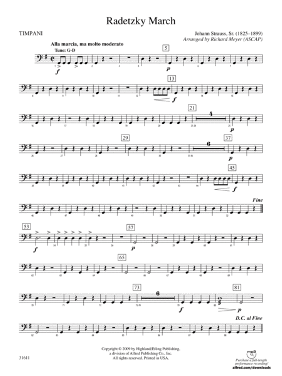Radetzky March: Timpani Full Orchestra scores gallery preview page 1