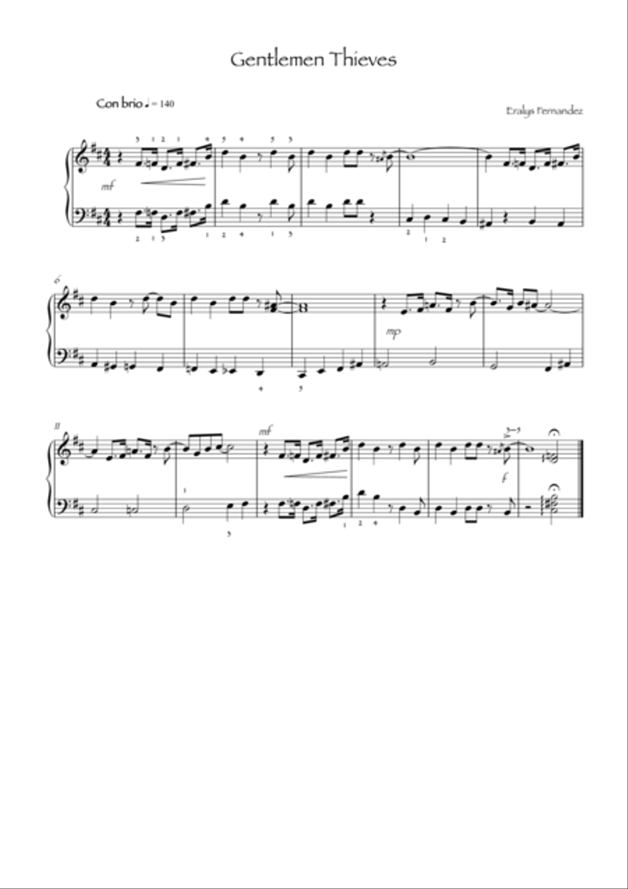 Gentlemen Thieves Gentlemen Thieves Piano Method scores gallery preview page 1