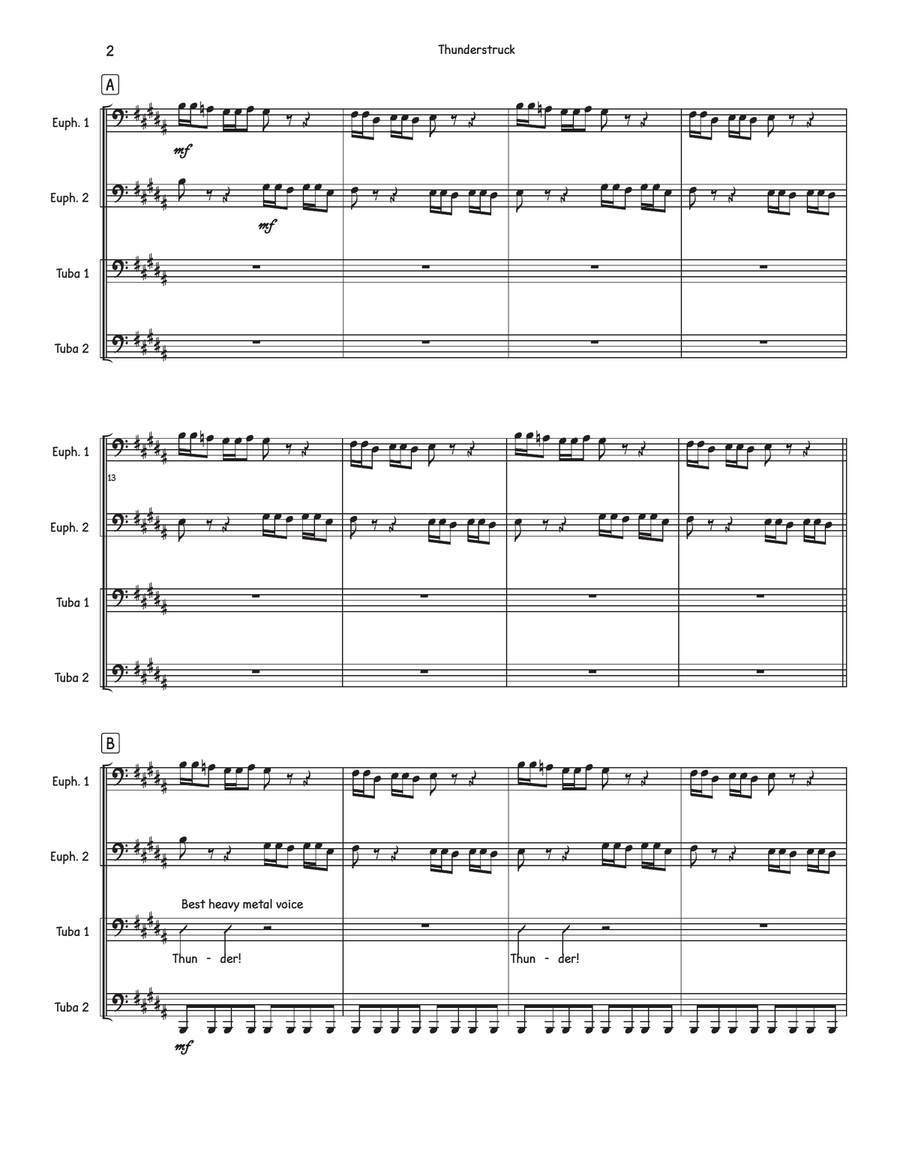 Thunderstruck Brass Quartet scores gallery preview page 2