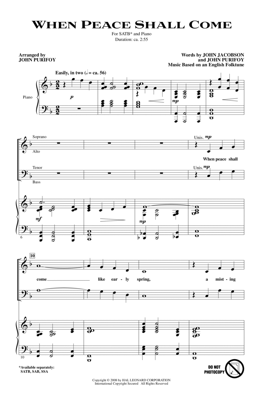 When Peace Shall Come 4-Part scores gallery preview page 1
