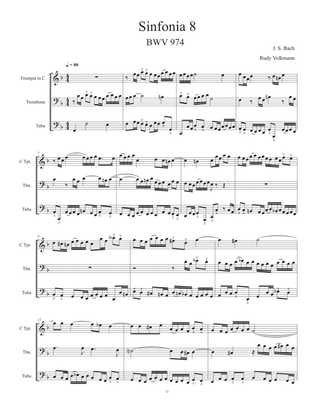 Sinfonia 8, J. S. Bach, adapted for C trumpet, Trombone, and Tuba