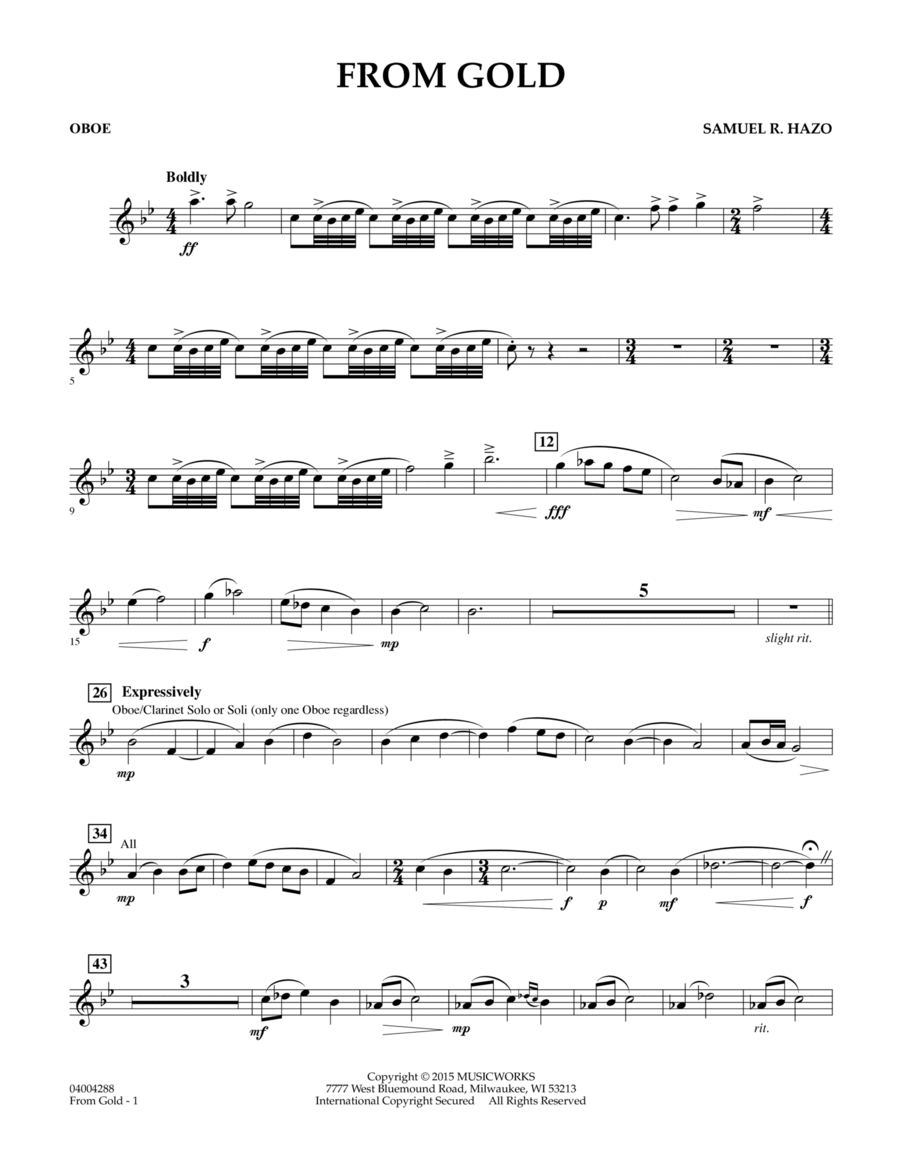 From Gold - Oboe Oboe scores gallery preview page 1