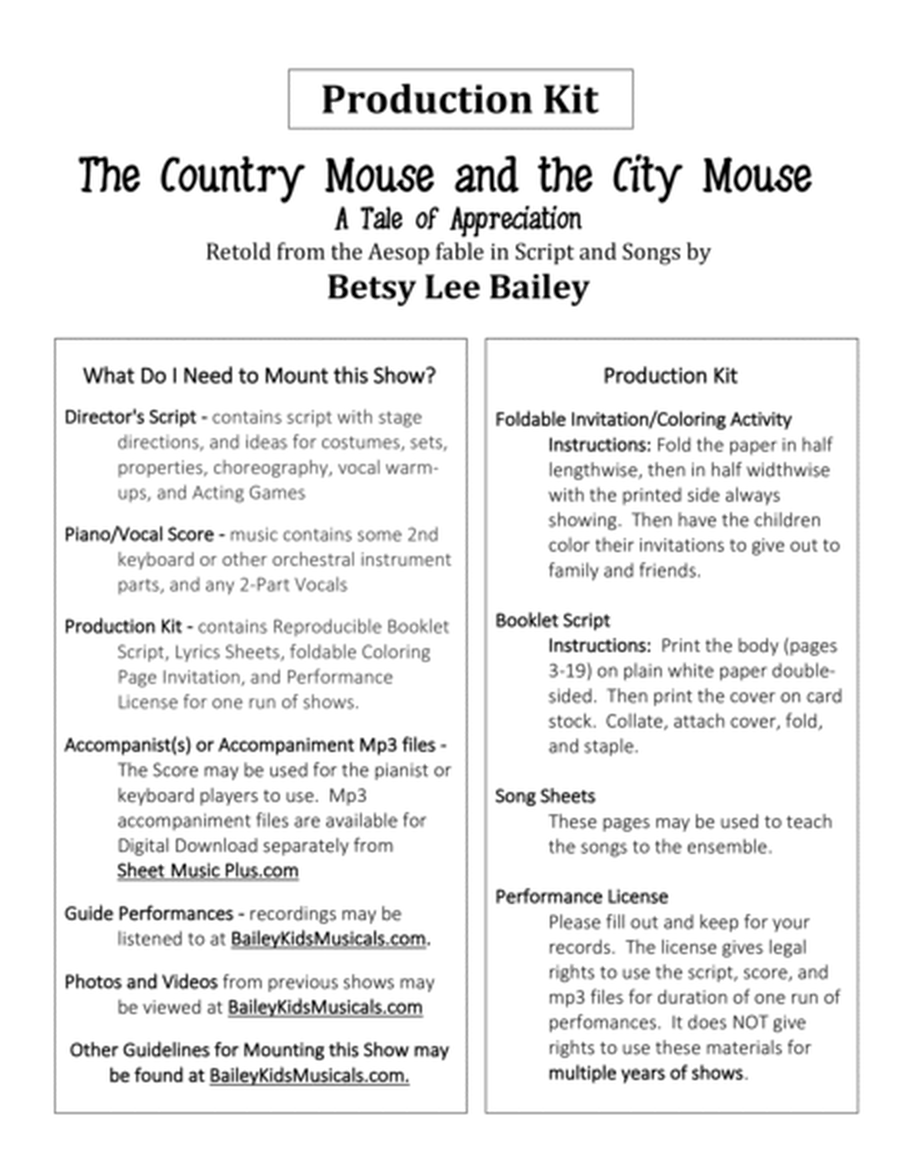 The Country Mouse and the City Mouse - Production Kit image number null
