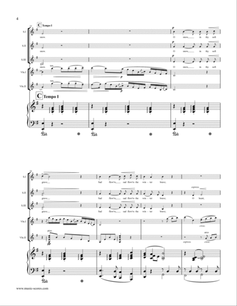 The Snow, Op.26 - SSA voices, Piano and Violins SSA scores gallery preview page 4