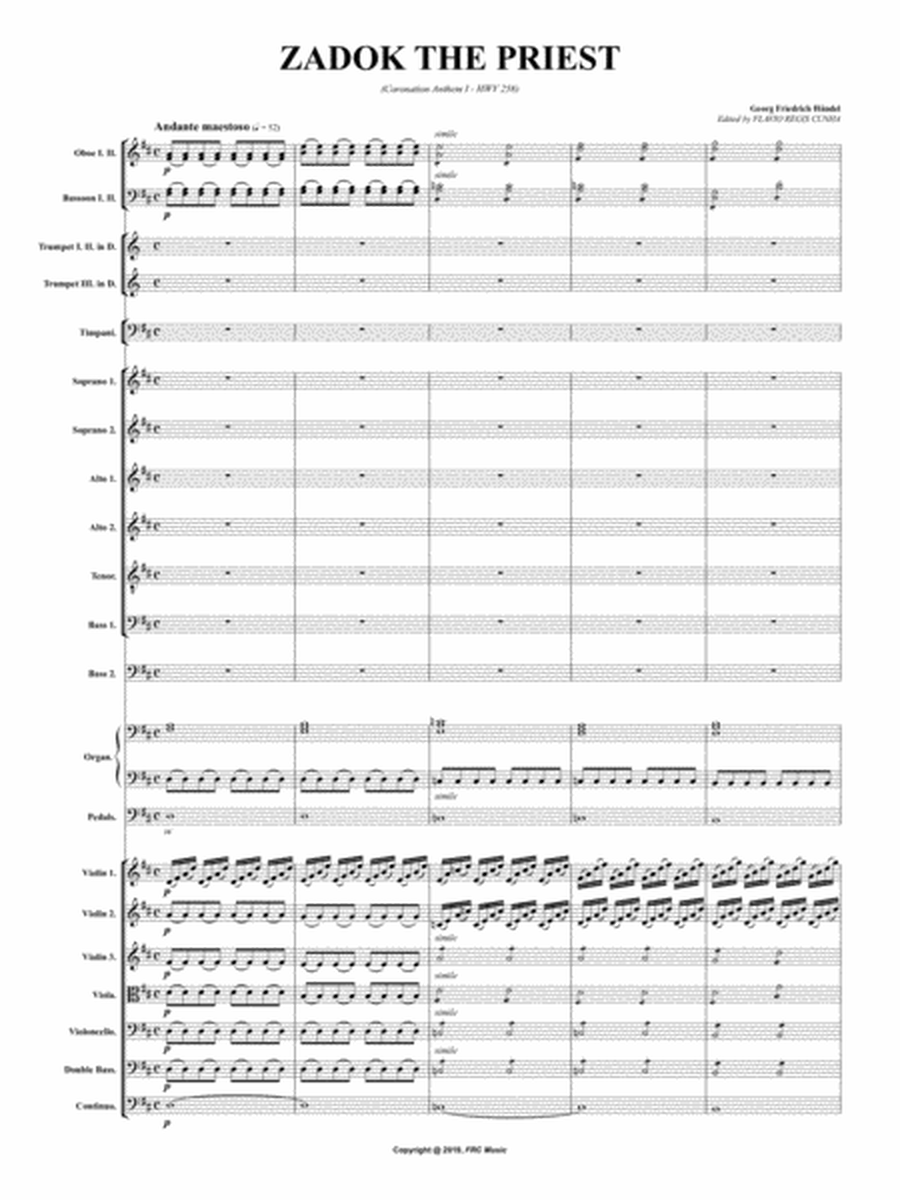 Zadok The Priest - for Choir SS AA T BB and Orchestra image number null