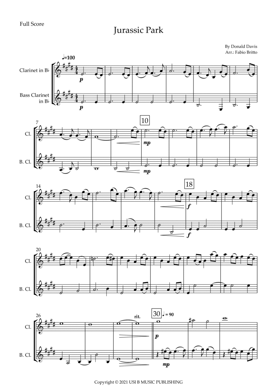Jurassic Park Iii Clarinet Duet scores gallery preview page 1