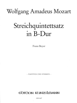 Book cover for String quintet movement in B-flat major
